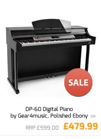 DP60 Digital Piano by Gear4music, Polished Ebony.