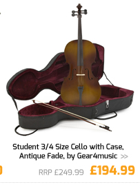 Student 3/4 Size Cello with Case, Antique Fade, by Gear4music.