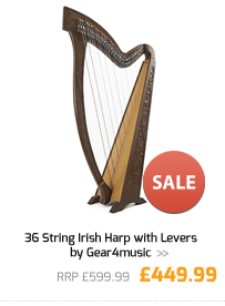 36 String Irish Harp with Levers by Gear4music.
