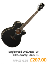 Tanglewood Evolution TSF Folk Cutaway, Black.