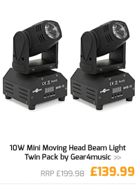 10W Mini Moving Head Beam Light Twin Pack by Gear4music.