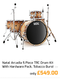 Natal Arcadia 5 Piece TRC Drum Kit With Hardware Pack, Tobacco Burst.