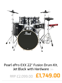 Pearl ePro EXX 22'' Fusion Drum Kit, Jet Black with Hardware.