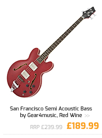 San Francisco Semi Acoustic Bass by Gear4music, Red Wine.