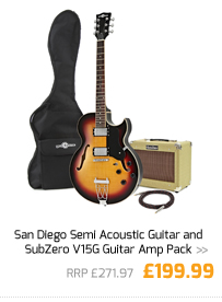 San Diego Semi Acoustic Guitar and SubZero V15G Guitar Amp Pack.