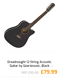 Dreadnought 12 String Acoustic Guitar by Gear4music, Black.