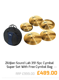 Zildjian Sound Lab 391 5pc Cymbal Super Set With Free Cymbal Bag.
