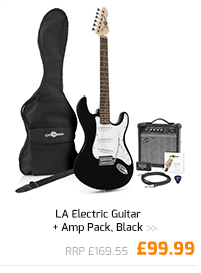 LA Electric Guitar + Amp Pack, Black.