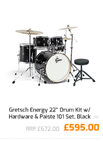 Gretsch Energy 22'' Drum Kit w/ Hardware & Paiste 101 Set, Black.