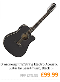 Dreadnought 12 String Electro Acoustic Guitar by Gear4music, Black.