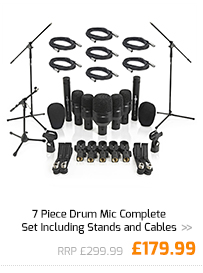7 Piece Drum Mic Complete Set Including Stands and Cables.