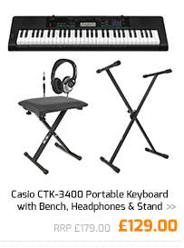 Casio CTK-3400 Portable Keyboard with Bench, Headphones and Stand.