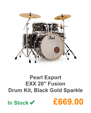 Pearl Export EXX 20'' Fusion Drum Kit, Black Gold Sparkle.