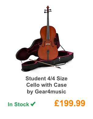 Student 4/4 Size Cello with Case by Gear4music.