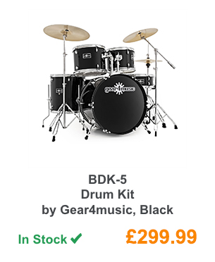BDK-5 Drum Kit by Gear4music, Black.