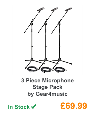 3 Piece Microphone Stage Pack by Gear4music.