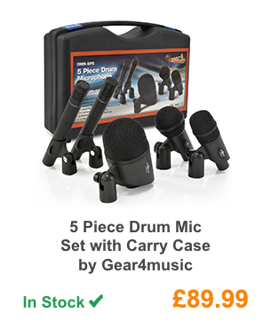 5 Piece Drum Mic Set with Carry Case by Gear4music.