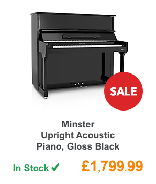 Minster Upright Acoustic Piano, Gloss Black.