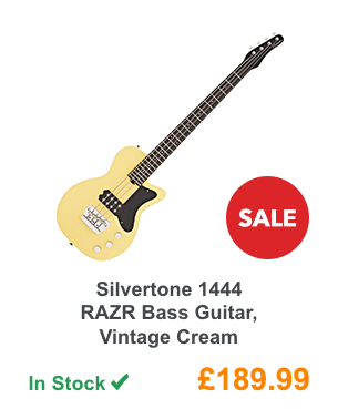 Silvertone 1444 RAZR Bass Guitar, Vintage Cream.