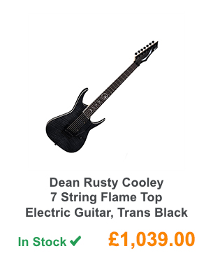 Dean Rusty Cooley 7 String Flame Top Electric Guitar, Trans Black.