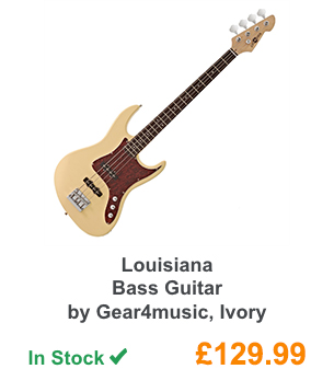 Louisiana Bass Guitar by Gear4music, Ivory.