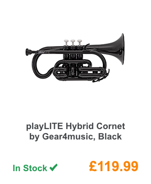 playLITE Hybrid Cornet by Gear4music, Black.