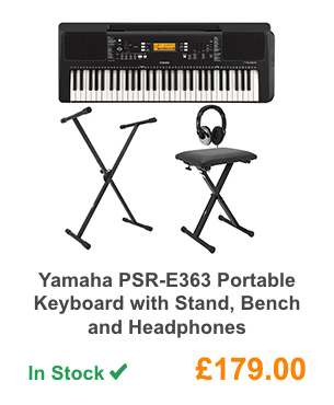 Yamaha PSR-E363 Portable Keyboard with Stand, Bench and Headphones.