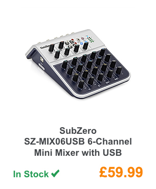 SubZero SZ-MIX06USB 6-Channel Mini Mixer with USB.