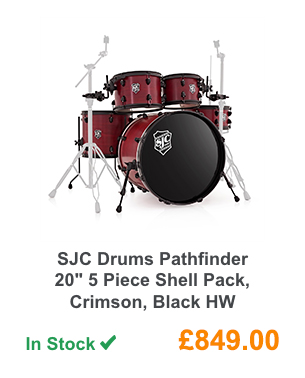 SJC Drums Pathfinder 20'' 5 Piece Shell Pack, Crimson, Black HW.
