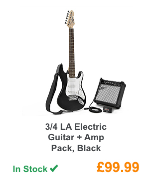 3/4 LA Electric Guitar + Amp Pack, Black.
