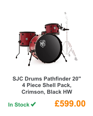 SJC Drums Pathfinder 20inch 4 Piece Shell Pack, Crimson, Black HW.