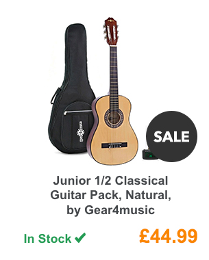 Junior 1/2 Classical Guitar Pack, Natural, by Gear4music.
