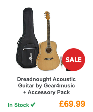 Dreadnought Acoustic Guitar by Gear4music + Accessory Pack.