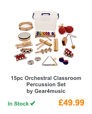 15pc Orchestral Classroom Percussion Set by Gear4music.