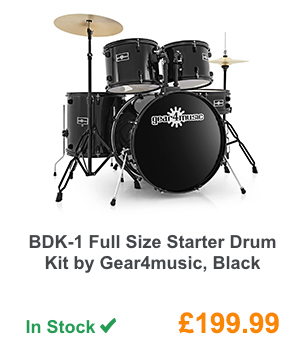 BDK-1 Full Size Starter Drum Kit by Gear4music, Black.