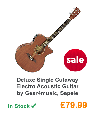 Deluxe Single Cutaway Electro Acoustic Guitar by Gear4music, Sapele .