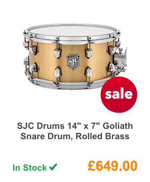 SJC Drums 14'' x 7'' Goliath Snare Drum, Rolled Brass.