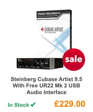 Steinberg Cubase Artist 9.5 With Free UR22 Mk 2 USB Audio Interface.