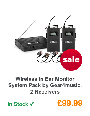 Wireless In Ear Monitor System Pack by Gear4music, 2 Receivers.