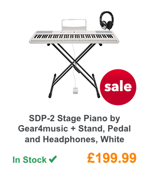 SDP-2 Stage Piano by Gear4music + Stand, Pedal and Headphones, White.