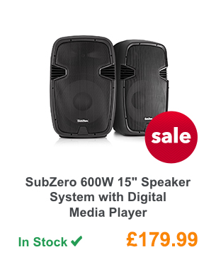 SubZero 600W 15inch Speaker System with Digital Media Player.
