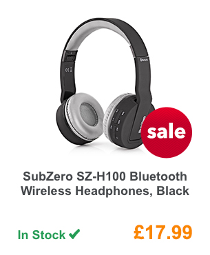 SubZero SZ-H100 Bluetooth Wireless Headphones, Black.