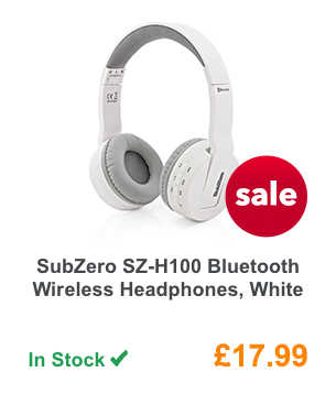 SubZero SZ-H100 Bluetooth Wireless Headphones, White.