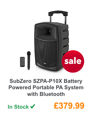 SubZero SZPA-P10X Battery Powered Portable PA System with Bluetooth.