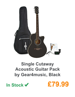 Single Cutaway Acoustic Guitar Pack by Gear4music, Black.