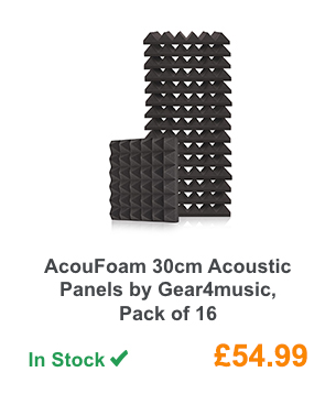 AcouFoam 30cm Acoustic Panels by Gear4music, Pack of 16.
