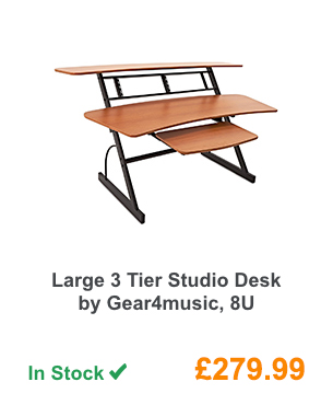 Large 3 Tier Studio Desk by Gear4music, 8U.