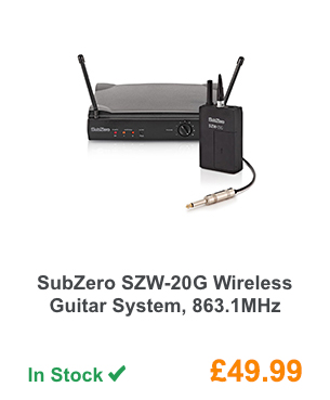 SubZero SZW-20G Wireless Guitar System, 863.1MHz.