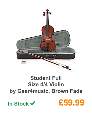 Student Full Size 4/4 Violin by Gear4music, Brown Fade.