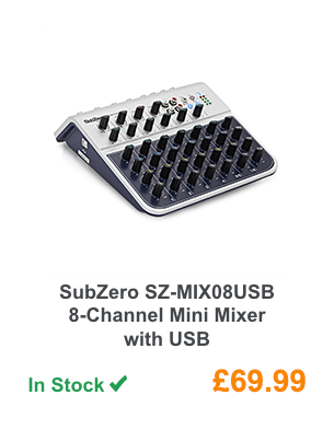 SubZero SZ-MIX08USB 8-Channel Mini Mixer with USB.